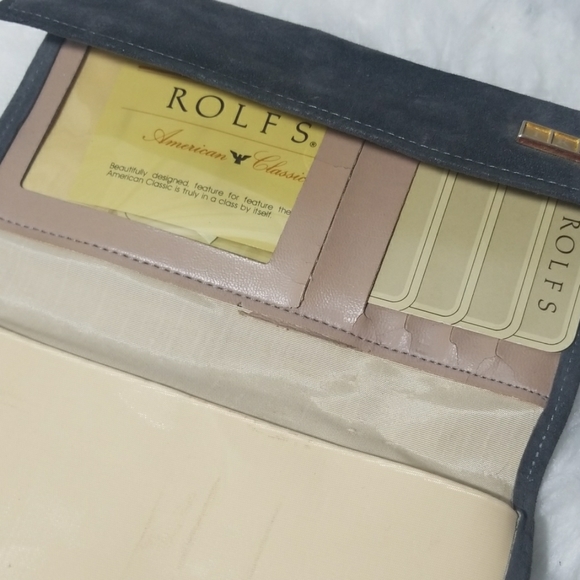 Rolfs Bags Nwot Rolfs Leather Wallet Checkbook Billfold Gray Poshmark